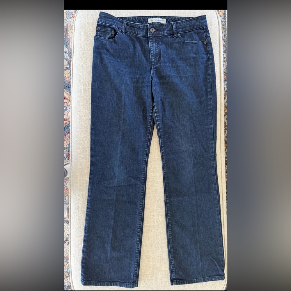CHICO'S Platinum “ULTIMATE BOOTLEG” Dark Blue Stretchy Size 12 /Chico’s SZ 2 EUC